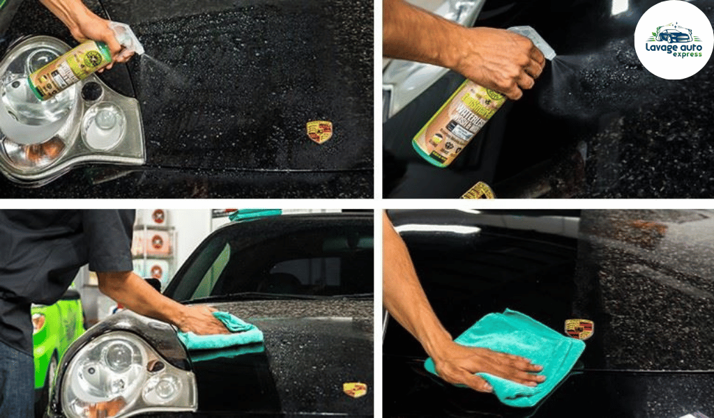 application de produit de lavage auto